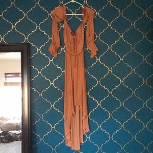 Off the shoulder high-low dress